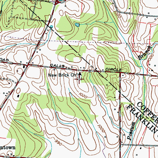 Topographic Map of Duncantown Census Designated Place, TN