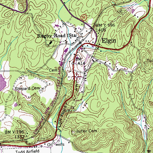 Topographic Map of Elgin Census Designated Place, TN