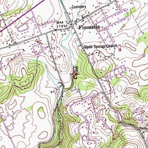 Topographic Map of Fincastle Census Designated Place, TN