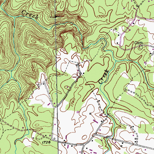 Topographic Map of Grimsley Census Designated Place, TN
