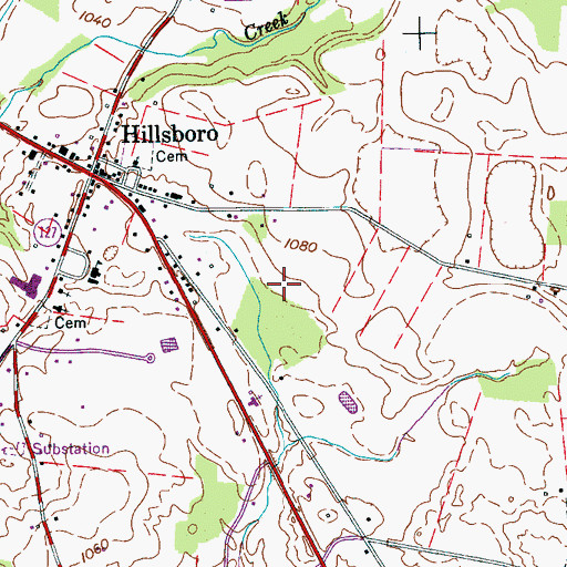 Topographic Map of Hillsboro Census Designated Place, TN