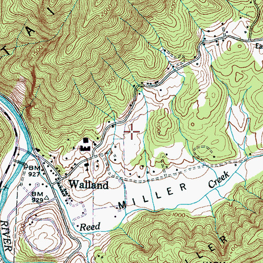 Topographic Map of Walland Census Designated Place, TN