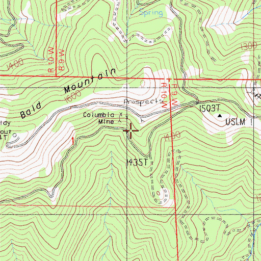 Topographic Map of Columbia Mine, CA