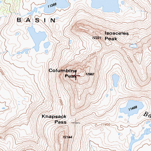 Topographic Map of Columbine Peak, CA