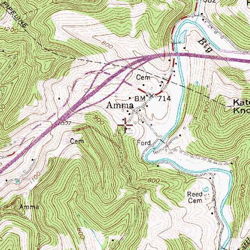Topographic Map of Amma Cemetery, WV