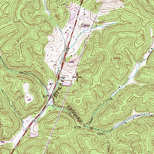 Topographic Map of J L Bowling Cemetery, WV