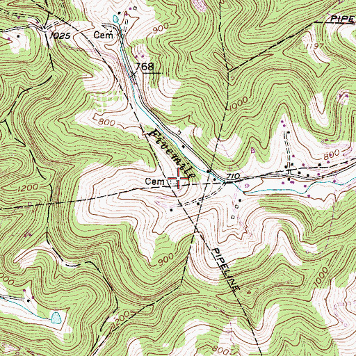 Topographic Map of Cavender Cemetery, WV
