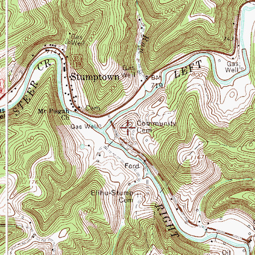Topographic Map of Collins Cemetery, WV