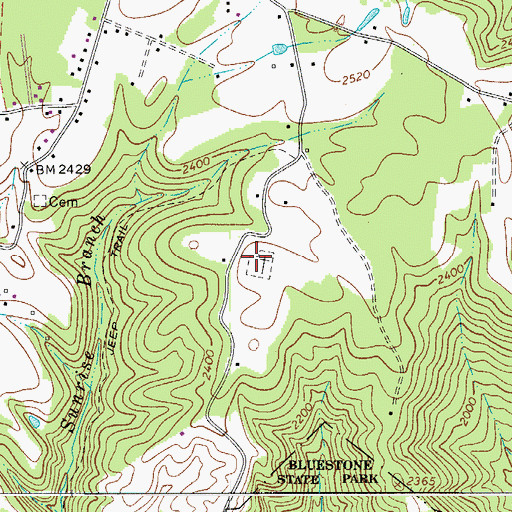 Topographic Map of Crews Cemetery, WV