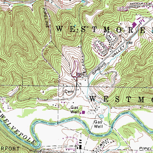 Topographic Map of Spring Valley Cemetery, WV