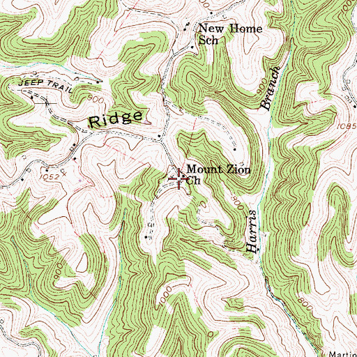 Topographic Map of Mount Zion Cemetery, WV