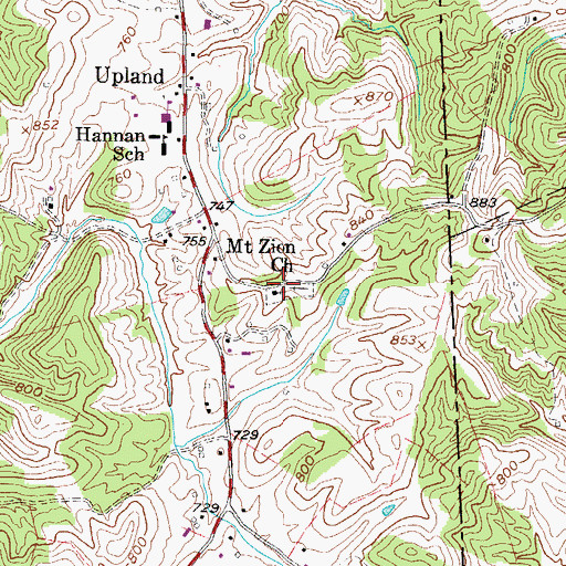 Topographic Map of Mount Zion Cemetery, WV