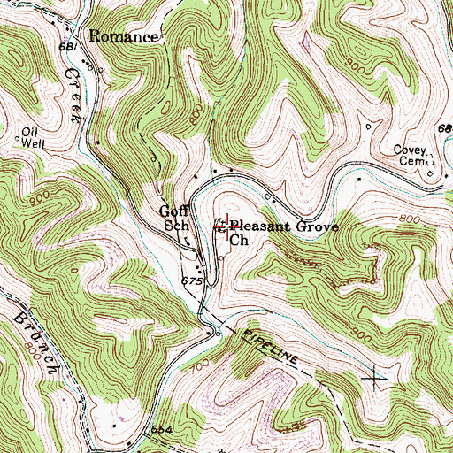 Topographic Map of Pleasant Grove Church Cemetery, WV