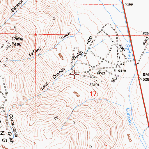 Topographic Map of Comanche Mine, CA