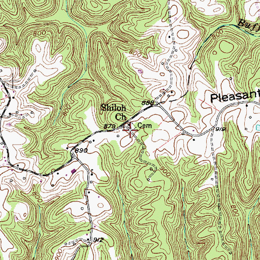 Topographic Map of Shiloh Cemetery, WV
