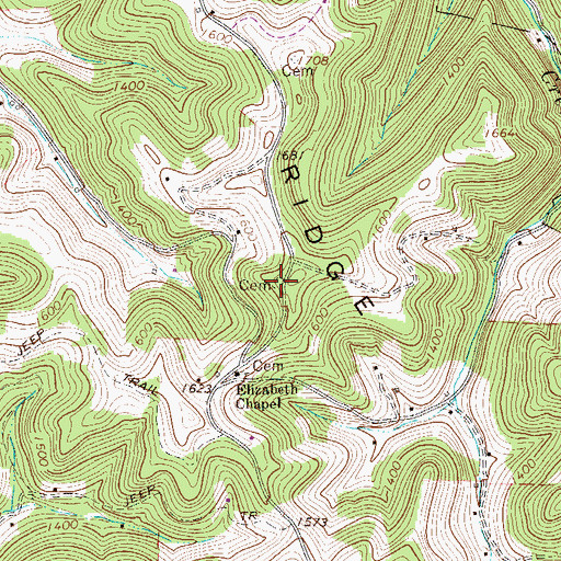 Topographic Map of Hoover Cemetery, WV