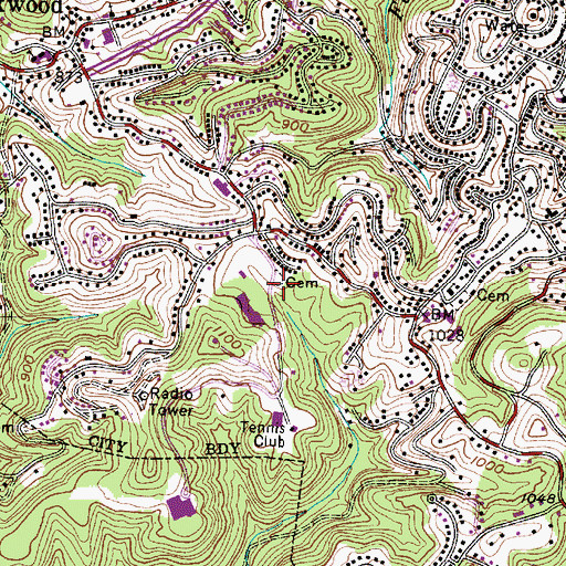 Topographic Map of Adkins Cemetery, WV