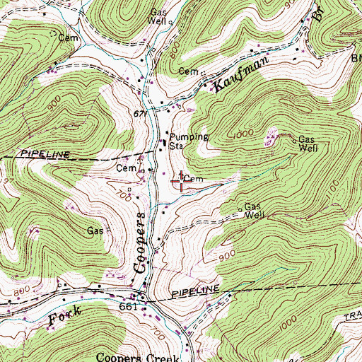 Topographic Map of Jones Cemetery, WV