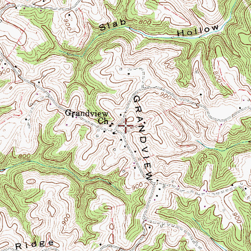 Topographic Map of Grandview Cemetery, WV