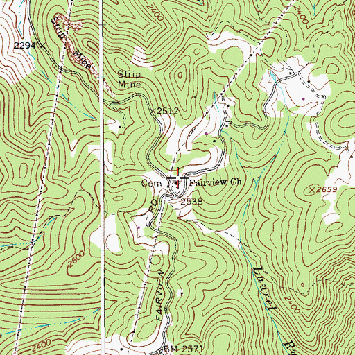 Topographic Map of Fairview Cemetery, WV