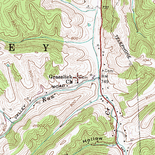Topographic Map of Grass Lick Cemetery, WV