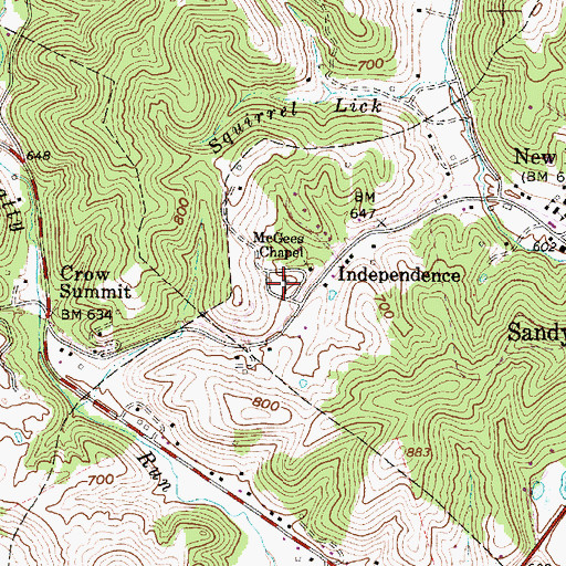 Topographic Map of Independence Cemetery, WV