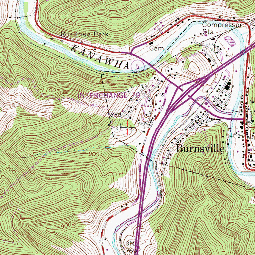 Topographic Map of K of P Cemetery, WV