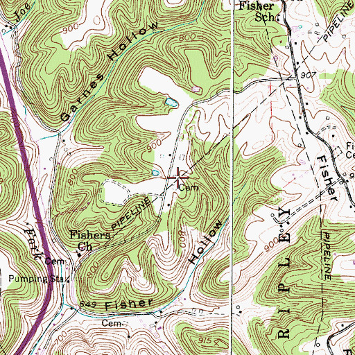 Topographic Map of Koontz Cemetery, WV