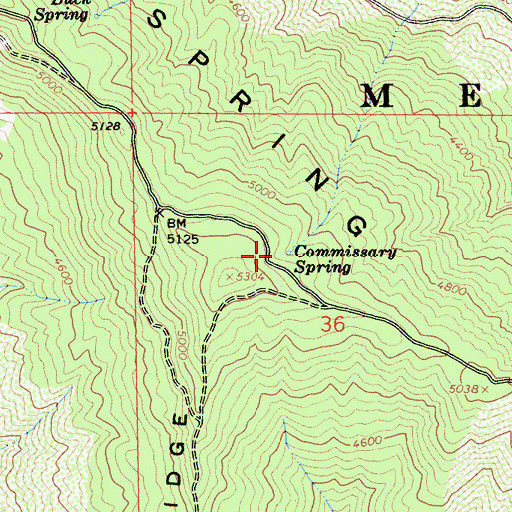 Topographic Map of Commissary Spring, CA