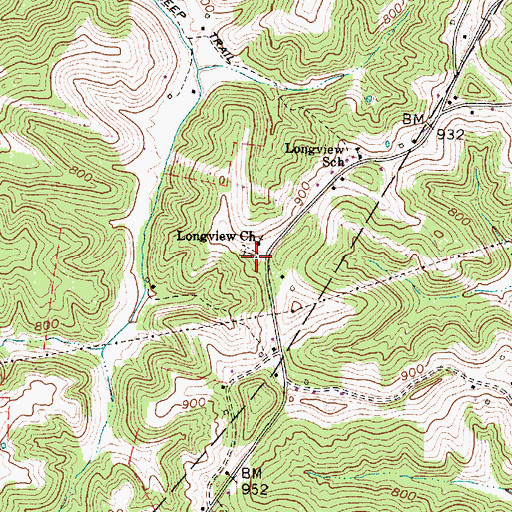 Topographic Map of Longview Cemetery, WV