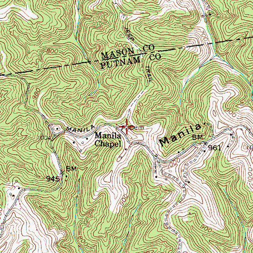 Topographic Map of Manilla Cemetery, WV