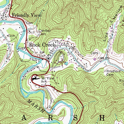 Topographic Map of Miller Cemetery, WV