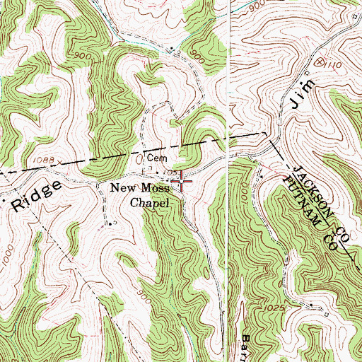 Topographic Map of Moss Chapel Cemetery, WV