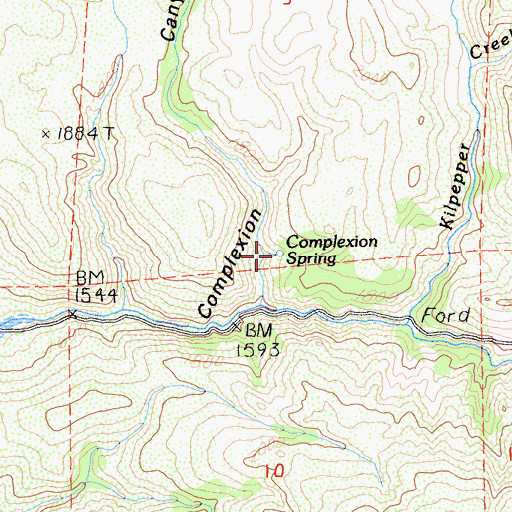 Topographic Map of Complexion Spring, CA