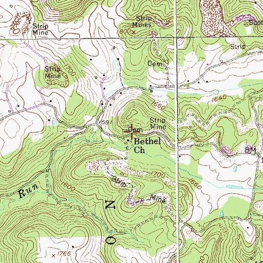 Topographic Map of Bethel Cemetery, WV