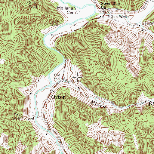 Topographic Map of Orton Cemetery, WV