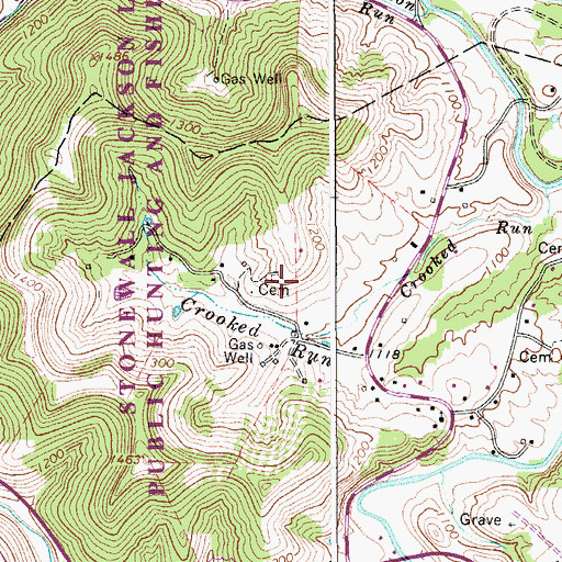 Topographic Map of Rhodes Cemetery, WV