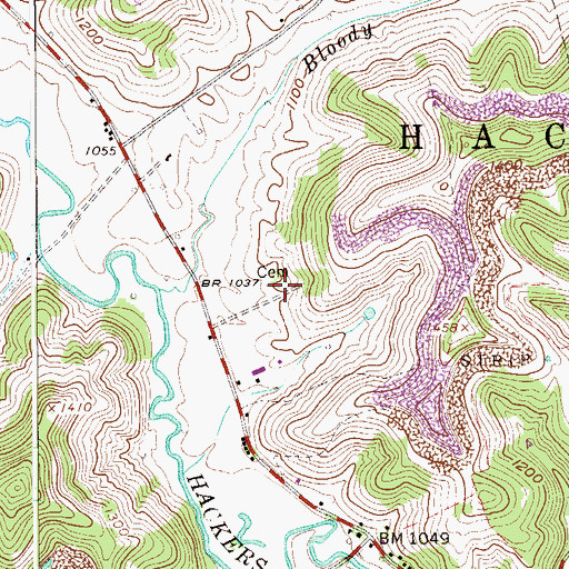 Topographic Map of Morrison Cemetery, WV