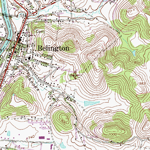 Topographic Map of Old Rights Cemetery, WV