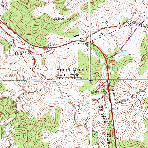 Topographic Map of Silent Grove Cemetery, WV