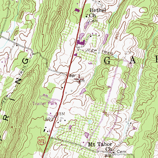 Topographic Map of Miller Cemetery, WV