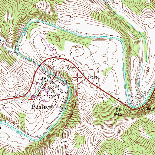 Topographic Map of Olive United Methodist Church Cemetery, WV