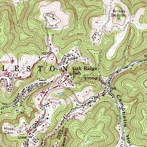 Topographic Map of Hunt-Donnally Cemetery, WV