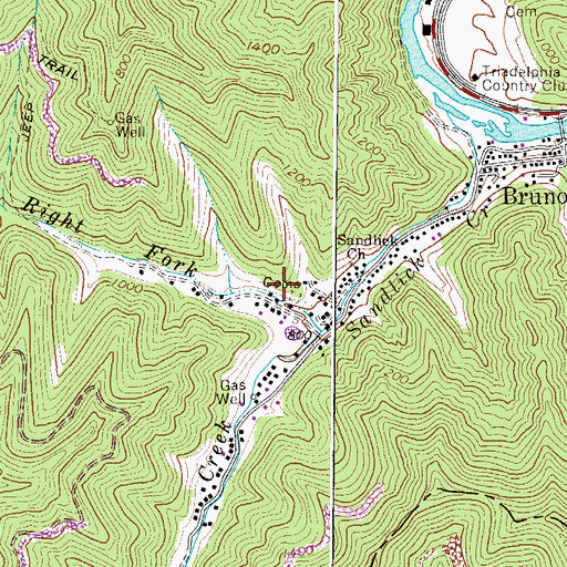 Topographic Map of Browning-Grimmet Cemetery, WV