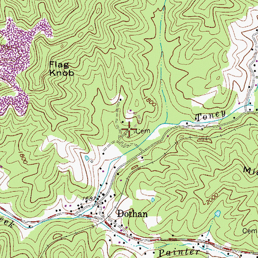 Topographic Map of Peters Cemetery, WV