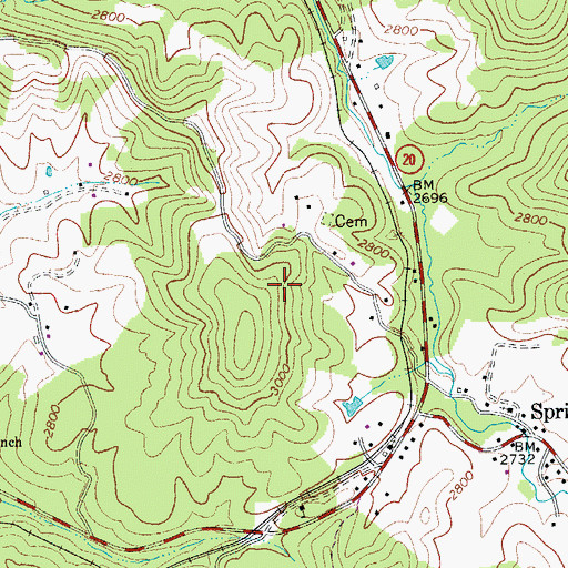 Topographic Map of Henson Cemetery, WV