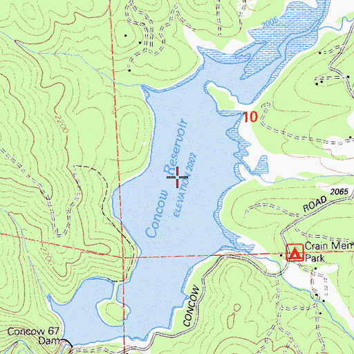 Topographic Map of Concow Reservoir, CA