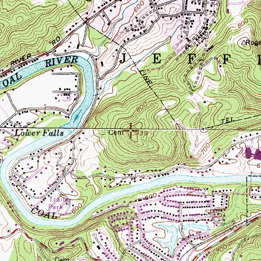 Topographic Map of Dunlap Cemetery, WV
