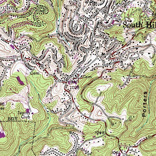Topographic Map of Saint Matthews Church Cemetery, WV