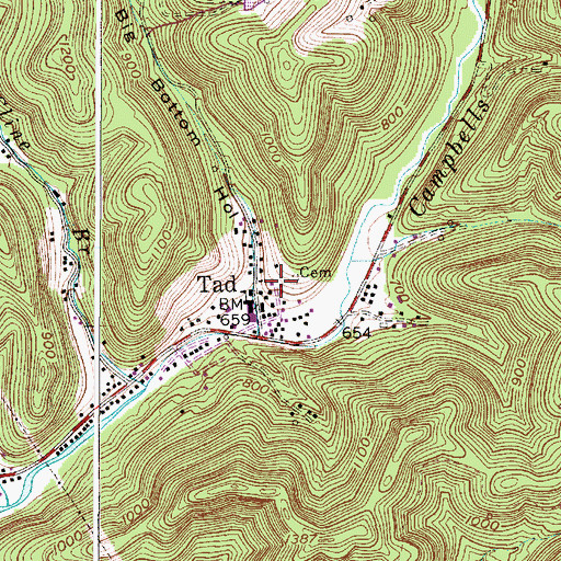 Topographic Map of Patterson Cemetery, WV